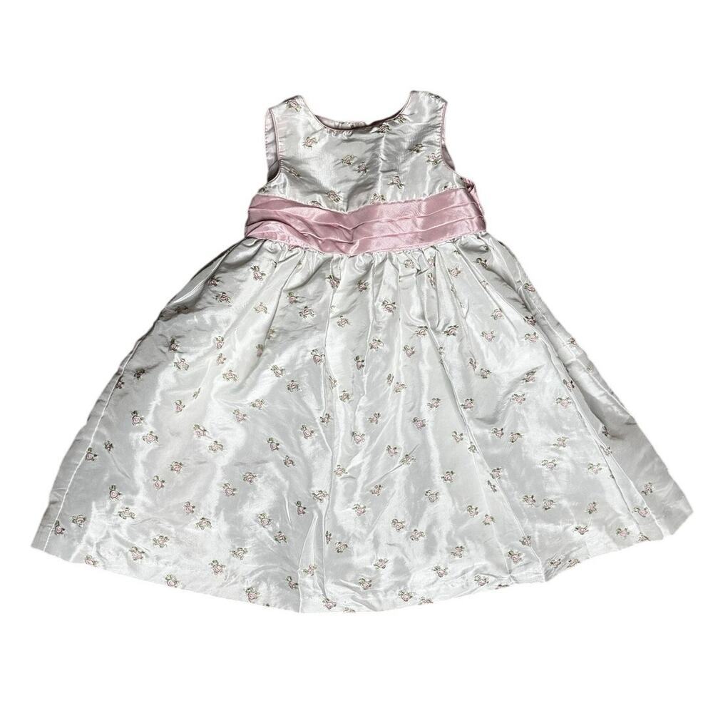 Marmellata Baby Girl Dress 12M White & Pink Floral Bow Back